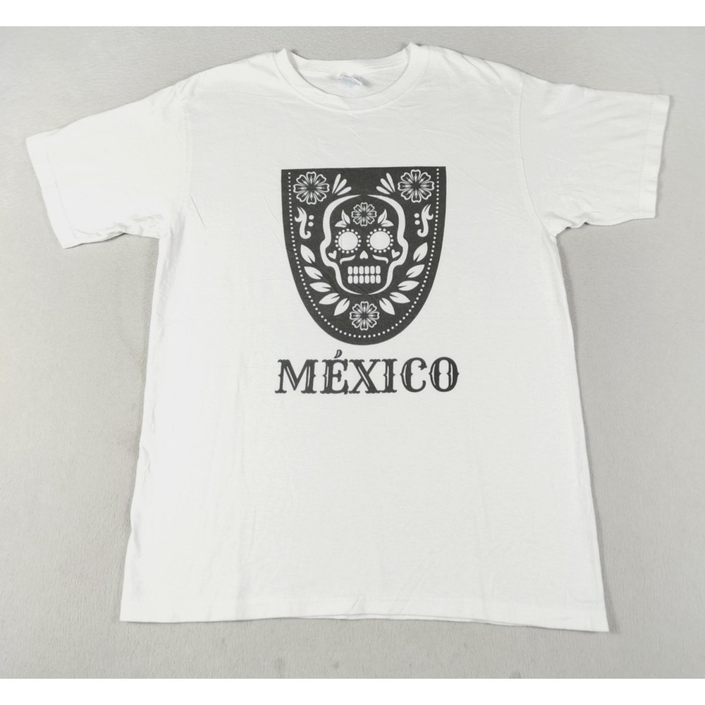 Vintage Yazbek Mexico Skull Shirt Mens Medium White Day Of The Dead Graphic Tee